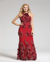 Red Sexy Halter Neck Sleeveless Lace Evening Gown - FashionByTeresa